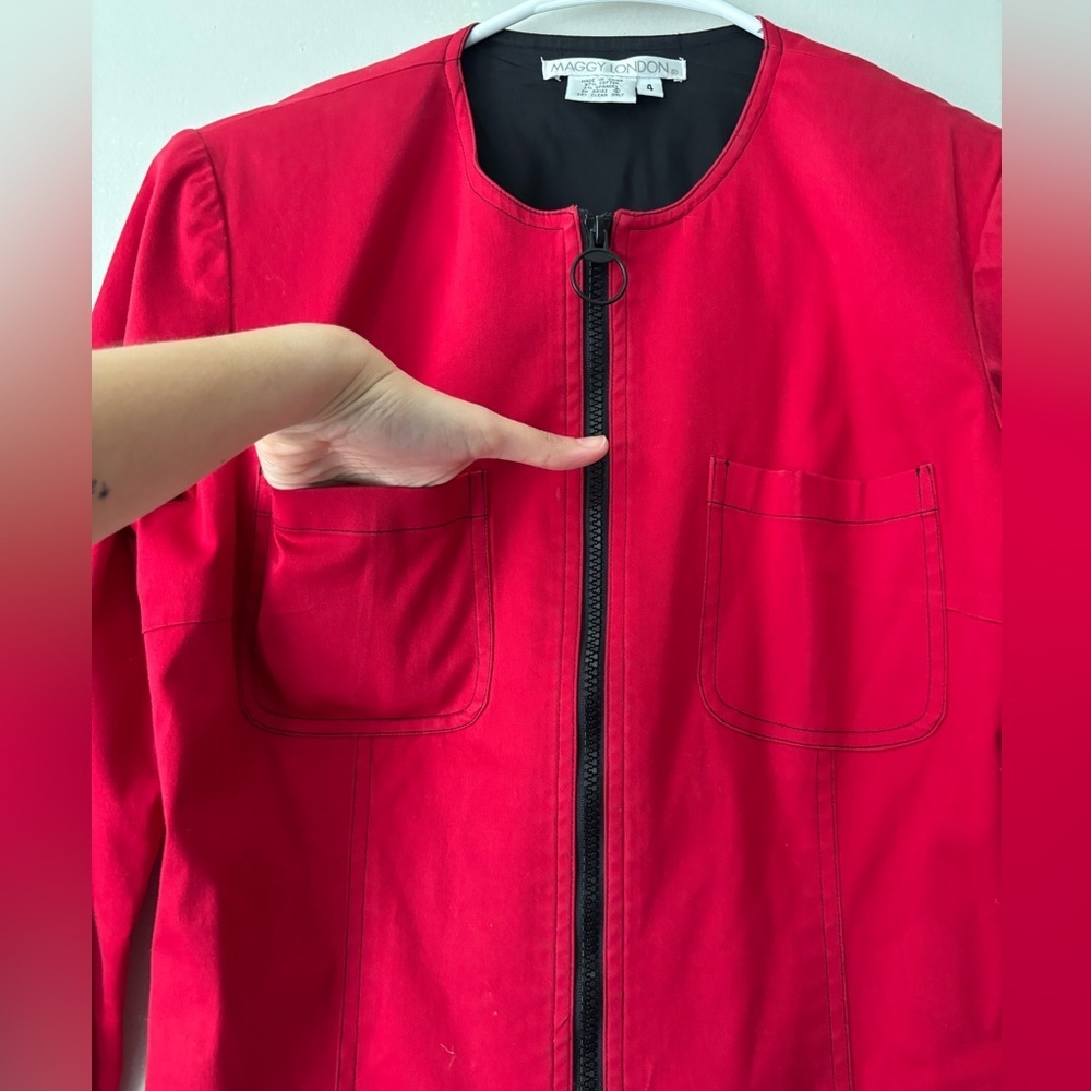 Vintage Euro Red Whimsigoth Zip Up Grunge Biker Cotton Streetwear Jacket Medium - Picture 10 of 10